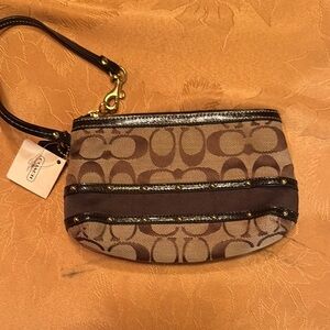 Coach Brown Wristlet Bag